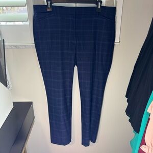 White House Black Market Navy Plaid Trousers